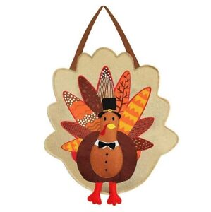 Turkey Burlap Door Decor | Thanksgiving Turkey Door Sign | New - Free Shipping