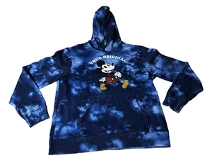 Disney Tie Dye Hoodie Size Large Blue Mickey Mouse True Original - Picture 1 of 6
