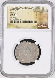 1550I Silver Douzain NGC MS61 Henri II France Limoges - Picture 1 of 2