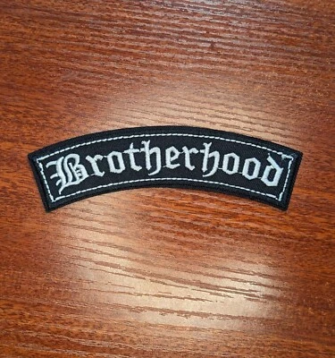 Brotherhood Biker Patch Motorcycle Bike Clubs Rider Embroidered Iron On 1.5x5" - Image 1 of 3