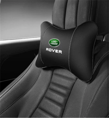 2Pcs Car Neck Pillow Cushion Headrest Pillows For Land Rover Black Real-Leather - Image 1 of 4