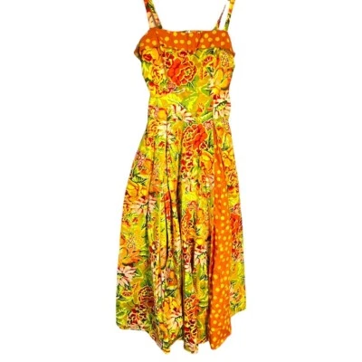 Cowgirls in Paris vintage retro handmade yellow floral polka dot maxi dress 8 - Image 1 of 3