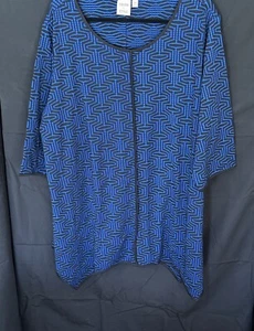 Truth + Style knit scoop neck tunic, Black&Blue size 3XP 3/4 sleeve. NWOT. - Picture 1 of 4