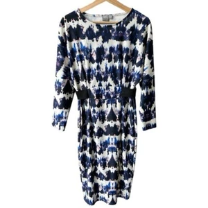 ASOS Kleid Midi Blau Lila Weiß Langarm Business Cocktail Party Academia 6 - Bild 1 von 5