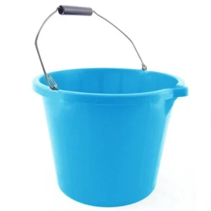 14L Builders Bucket With Metal Handle Pouring Lip Heavy Duty Storage Sky Blue UK - Picture 1 of 11