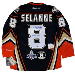 TEEMU SELANNE SIGNED 2007 REEBOK STANLEY CUP CAREER ANAHEIM DUCKS JERSEY PSA COA - Picture 1 of 5