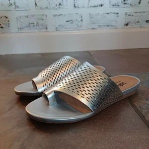 Softwalk Corsica II Slide On Leather Sandals Silver Size 5M - Picture 1 of 10