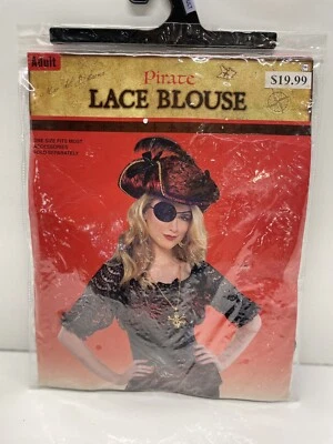 Nuevo Para mujeres Adulto Pirata Encaje Blusa Top Disfraz Juegos con disfraces Halloween Talla Única Foto 1 de 4