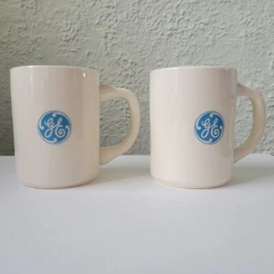 Vintage GE General Electric Kaffeebecher weiß/blau Logo 2er Set Made in USA - Bild 1 von 9