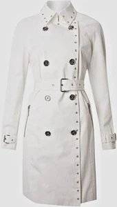 Neu mit Etikett Michael Kors Damen-Trenchcoat Ösen Baumwollmischung weiß XL - Bild 1 von 8