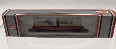 Vtg N-scale #7021 Model Power CP Rail Flat Car - Atlantic & CP Containers w/ Box - Image 1 of 4