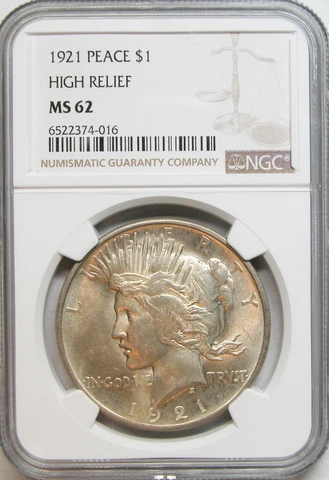 1921 Peace Silver Dollar NGC MS-62 Cover