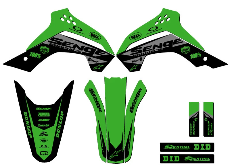Kit de gráficos KLX 140 G BINARIO verde Senge 2017-2018 compatible con Kawasaki Foto 1 de 1