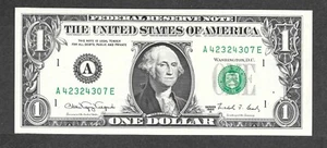 1988A $1 Web Note FRN, fr. 1917, A42324307E Run 7-AE Block 5-2 UNC - Picture 1 of 2