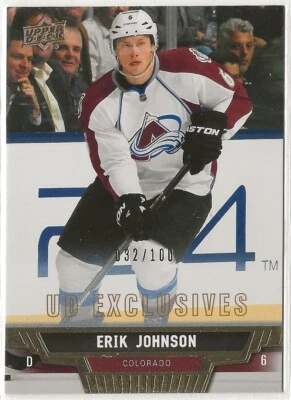 2013 2013-14 Upper Deck Exclusives #300 Erik Johnson 032/100 Colorado Avalanche - Image 1 of 2