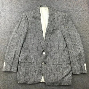 Vintage Christian Dior Jacket Mens 42L Gray Chevron Silk Blazer Monsieur USA * - Picture 1 of 14