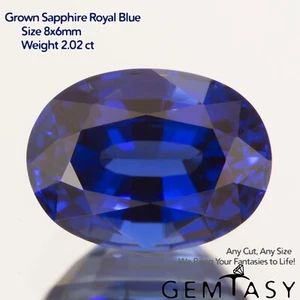 Cut stone - Sapphire Royal Blue Czochralski Pulled lab grown 8x6mm 1.84-2.02ct - Picture 1 of 4