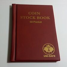 Uni-Safe 60 Pocket Coin Collection Storage Stock Book Wallet Album Folder, Red