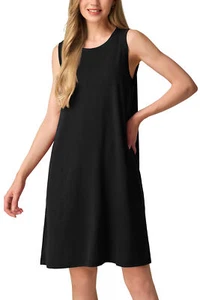 SIORO Women Merino Wool Nightgown Sleeveless Sleepwear Knee-Length Lounge Dress - Picture 1 of 50