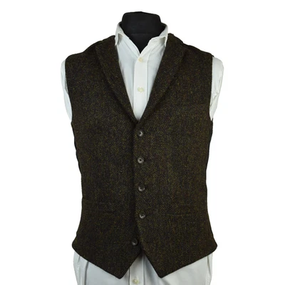 Harris Tweed Tailored Country 2 Tone Brown Waistcoat 38R #25 IMMACULATE - Image 1 of 4