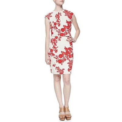 Tory Burch Lydie Flora Print Layered Top Pencil Slim Dress Crew Neck Size XS - Image 1 of 4