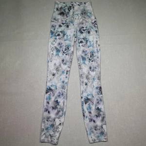 Lululemon Leggings Womens 0 Blue Gray High Rise Floral Print Workout Pants Yoga - Picture 1 of 12