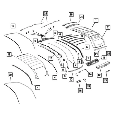 For Fiat 500 2012-2019 Fiat 68140799AA Left Convertible Top Frame Guide Bracket Foto 1 de 2