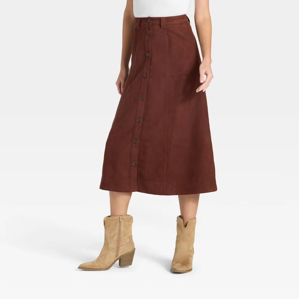 Women's Faux Suede Midi A-Line Skirt - Universal Thread - Image 1 of 1