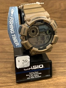 CASIO ILLUMINATTOR FISSHING TIMER MOON  AGE / PHASE DATA / 100m  WATER RESISTANT - Picture 1 of 5