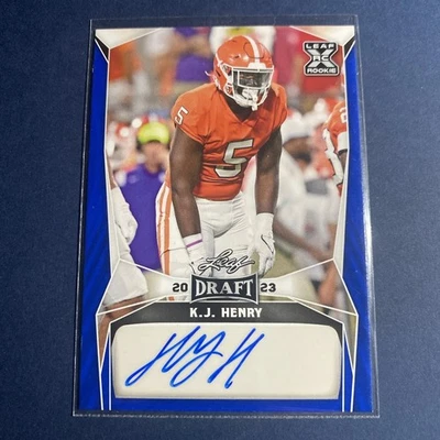 2023 Leaf Draft - Autographs K.J. Henry #BA-KJH Blue (AU, RC) - Image 1 of 2