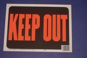 4 letreros KEEP OUT 9" X 12" plástico naranja fluorescente HYKO HY-KO - Imagen 1 de 2