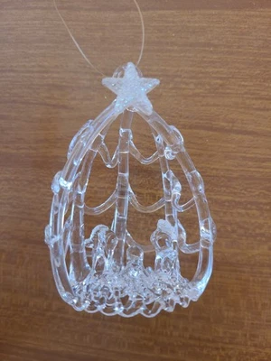 Ornamento natalizio vetro trasparente 7 cm – decorazione Xmas - Immagine 1 di 4