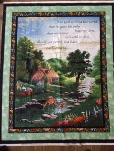 God So Loved The World Fabric Panel For Wall Hanging 35" X 44" With Batting - Picture 1 of 7