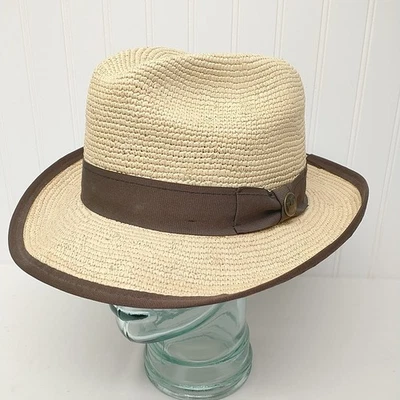 Goorin Bros Toquilla Straw Fedora Hat size XL Extra Large Natural/Brown Made USA - Image 1 of 4