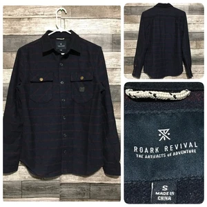 ROARK REVIVAL Camicia Giacca Uomo S Rigato Navy Borgogna Shacket Misto Lana - Foto 1 di 11