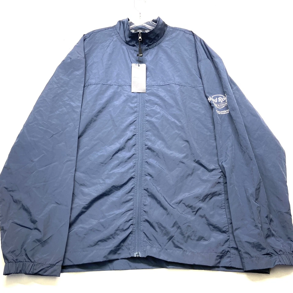 Hard Rock Windbreaker Jacket Mens 3XL Blue Sacramento Fire Mountain Hotel Casino - Image 1 of 4