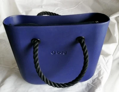 O bag MINI - Borsa Nuova Originale O bag - Col. Blu Int. BLU Manici NERO CORDA - Immagine 1 di 4