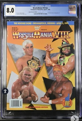 WWF Wrestlemania VIII 8 Souvenir Program Hulk Hogan, Ric Flair Macho Man CGC 8.0 - Image 1 of 3