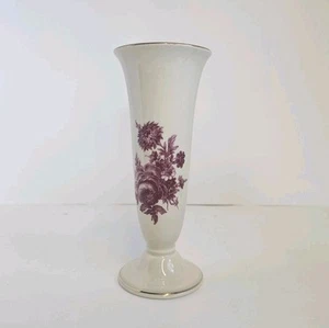 Alka Baveria GERMANY FLOWER BURGUNDY RED/ WHITE VASE 6.25" Tall - Picture 1 of 5