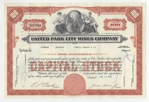 United Park City Mines Company Aktienzertifikat - Bild 1 von 2