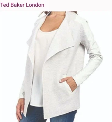 Cárdigan Ted Baker London Hazie Cuero y Lana Crema Talla Pequeña Lana Hervida Foto 1 de 4