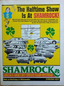 Shamrock Dealership Mishawaka Indiana 1990 Notre Dame Program Colorful Print Ad - Picture 1 of 1