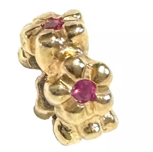 Pandora 14K Solid Yellow Gold Flower Spacer with Rubies 750436RU - Picture 1 of 5