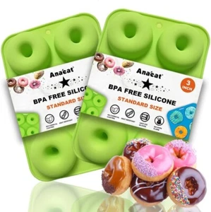 2 Pack Donut Pan Silicone Baking Mold, Just Pop Out! Non-Stick Doughnuts - Picture 1 of 7