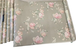 8 Rolls Waverly Gray Sage & Pink Floral Wallpaper Pre-Pasted Washable Strippable - Picture 1 of 9