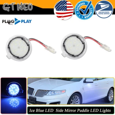 2x Luces LED completas de charco de espejo retrovisor lateral azul hielo para Ford F150 Edge Flex Taurus Foto 1 de 4