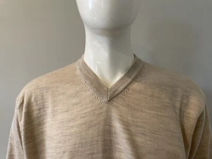 Orvis Sweater Mens Large Beige Merino Wool Long Sleeve  A109* - Picture 1 of 8