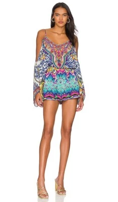 Camilla Mono Hombro Caído Dijes de la Suerte Cristal Adornado Mameluco Seda M Foto 1 de 4