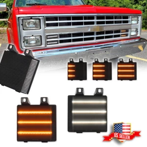 Smoke Switchback LED DRL Corner Dynamic Signal Lights For Chevy GMC Pickup Truck - Picture 1 of 11