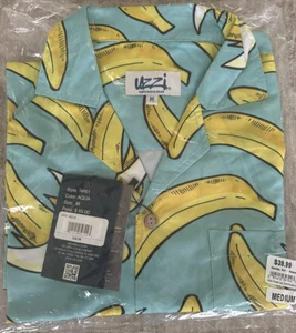 Aloha by UZZI Men's Baby Blue Hawaiian Style button up collared shirt-MEDIUM - Picture 1 of 6